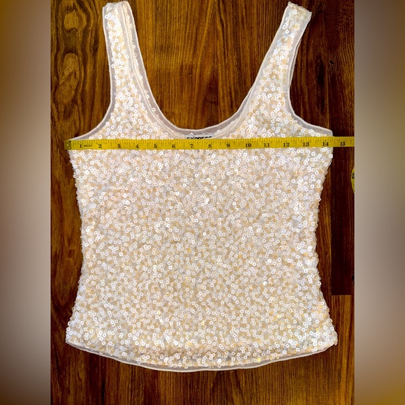 EXPRESS Ivory White Sequin Semi Cropped Tank Top size XS - Picture 7 of 9